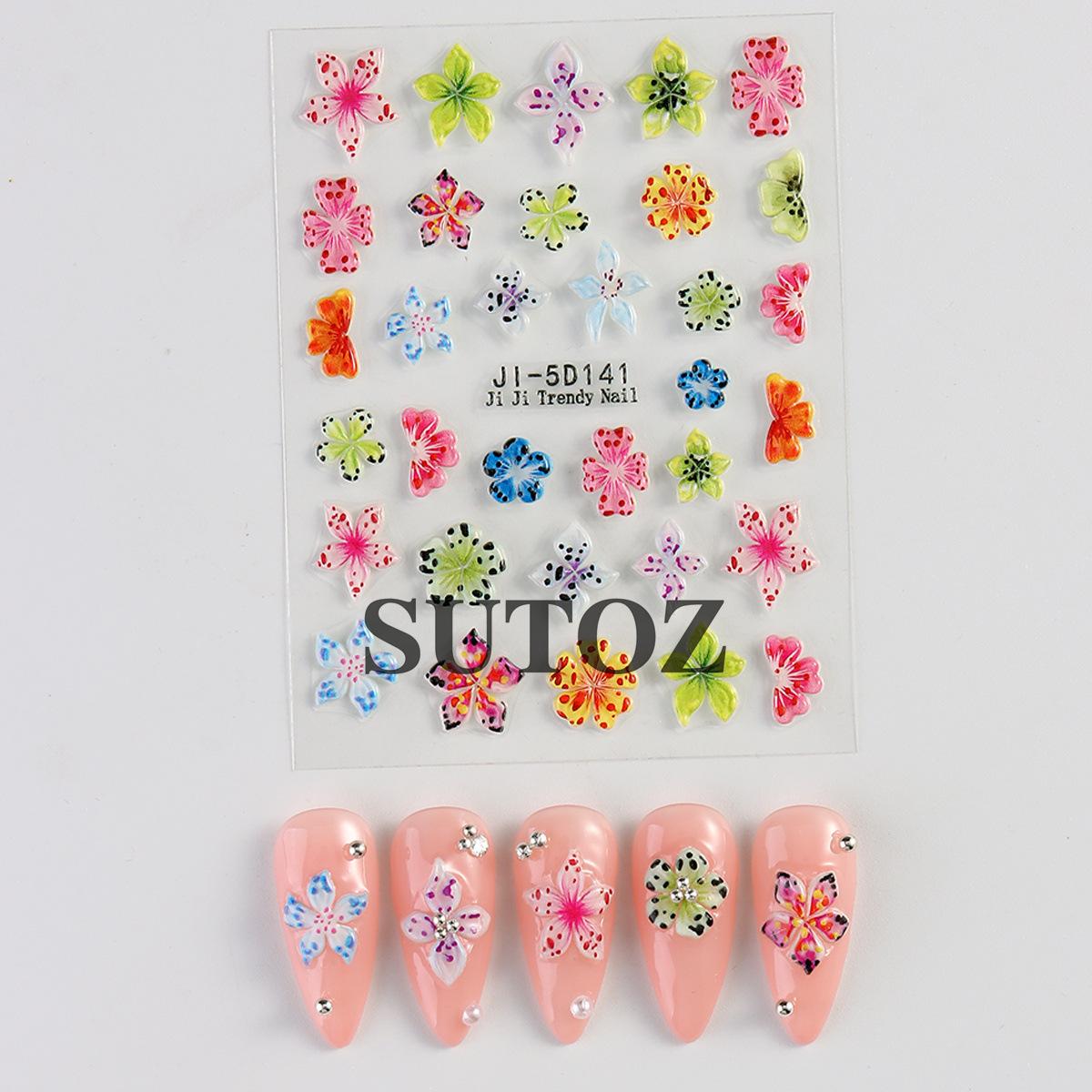 

5D DIY Nail Art Stickers Adhesive Nail Art Manicure Tips Letter Leaf Flower Nail Sticks Decor Wrap