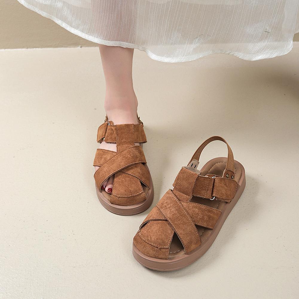 

Новая женская обувь, сандалии, кроссовки на плоской подошве на низком каблуке, повседневные гладиаторы, лоферы без шнуровки, лето-весна, удобные по акции 42 коричневый