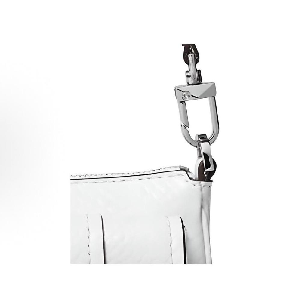 Michael Kors MK Zoe Logo de Marcă Geantă Tote Classică din Piele cu Imprimeu Șarpe Mică pentru Femei Albă