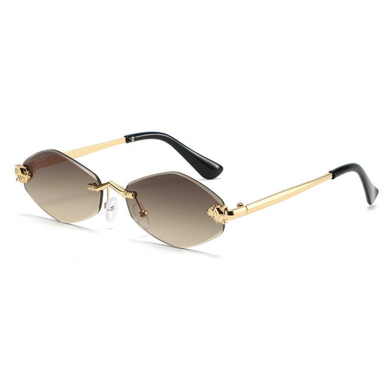 Hexagon Shape Ladies Highend Sun Glasses With Uv400 For Travel And Fashion Wear GoldFrameDoubleTea