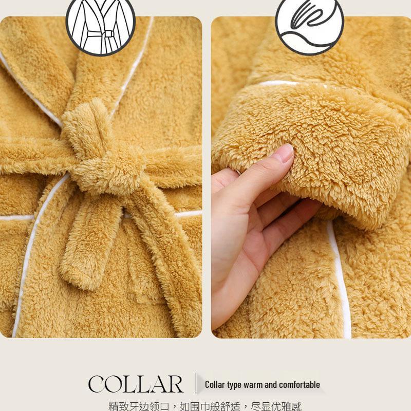 Women's and Men's Extra Long Plush Robe - Thickened Shu Cotton Fleece Bathrobe, Plus Size Homewear for Autumn and Winter