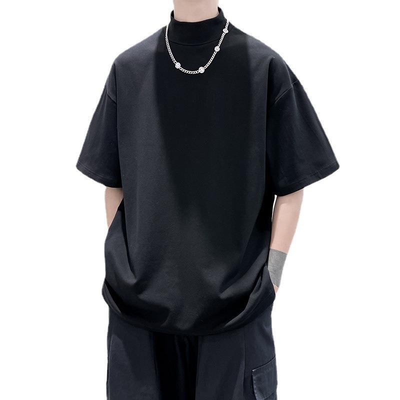Mens Loose Solid Color Short Sleeve Basic Casual Bottoming T Shirt