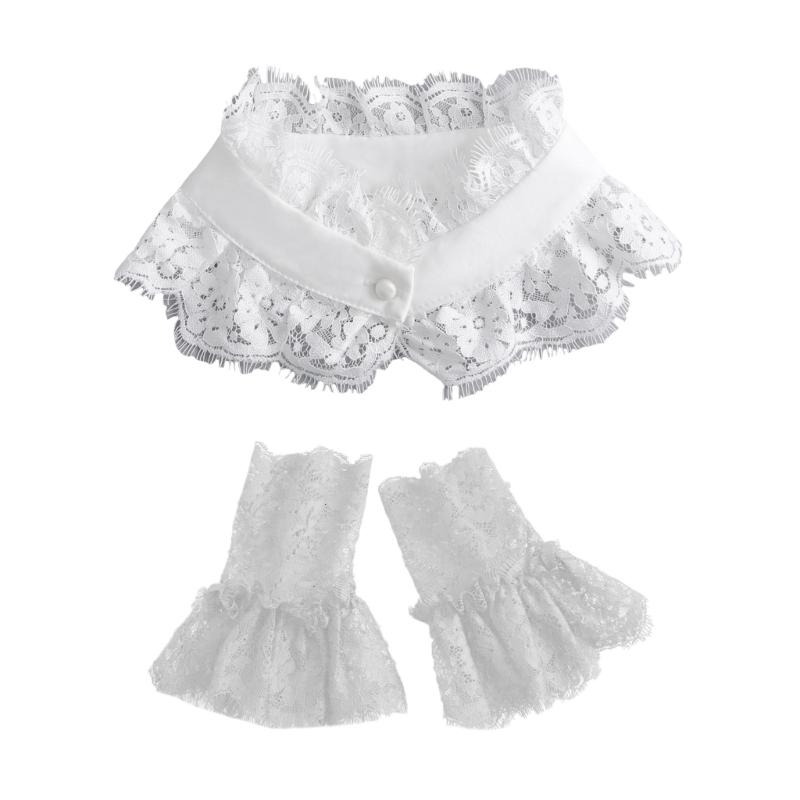 

Элегантное кружево ресницы, съемный воротник-стойка, блузка-половина, воротник-ожерелье и набор манжет с оборками для женской одежды белый