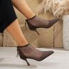 Summer Women Pumps Breathable Party Shoes Women Sexy Pointed Toe Mesh High Heels 2025 New Fashion Ankle Boots Zapatos De Mujer