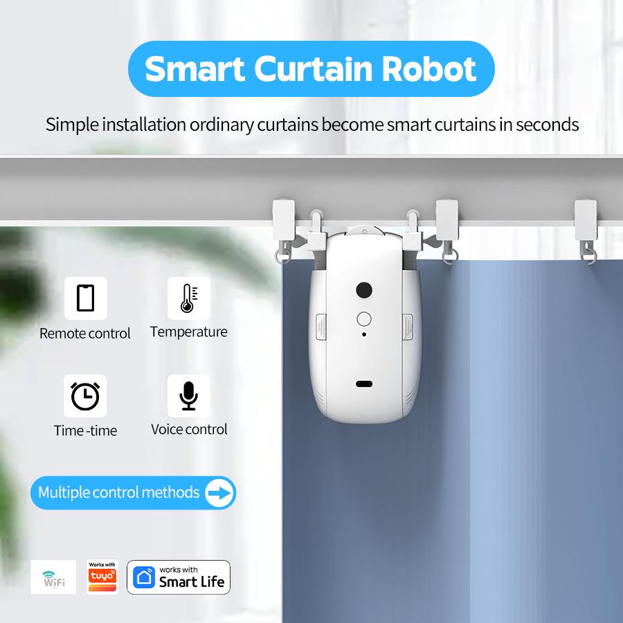 Bluetooth Smart Curtain Motor with Tuya Integration - No Wiring Needed.