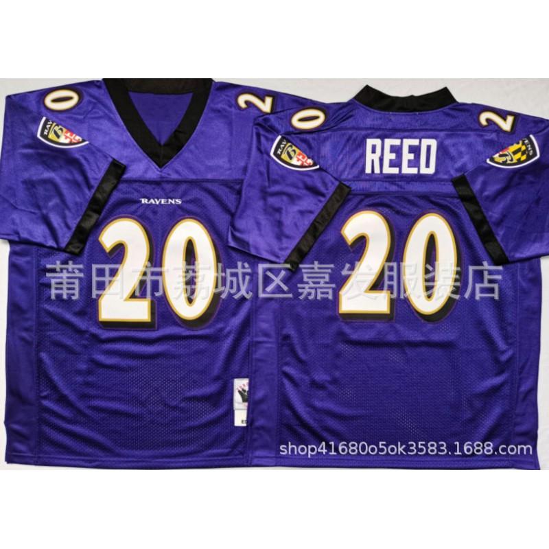 Baltimore Ravens NFL Camiseta de Fútbol para Hombre Algodón Cosido Uniforme del Equipo 52 Ray Lewis 20 Ed Reed