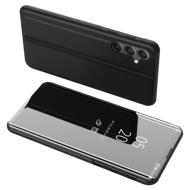 View Window Mirror PU Leather Case for Samsung Galaxy A34 5G,Stand Electroplating Phone Cover