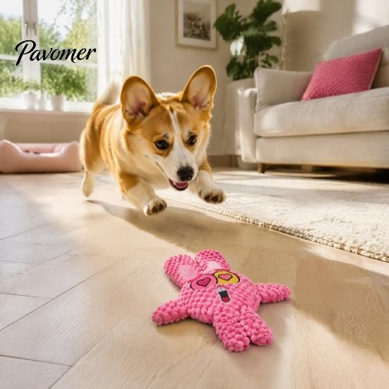 Pet Playtime Supplies for Home Stuffed Animal Dog Toy, Squeaky Plush Chew Funny Cartoon Soft Pineapple Velvet Toys Bear Bunny Deer Design, Teething