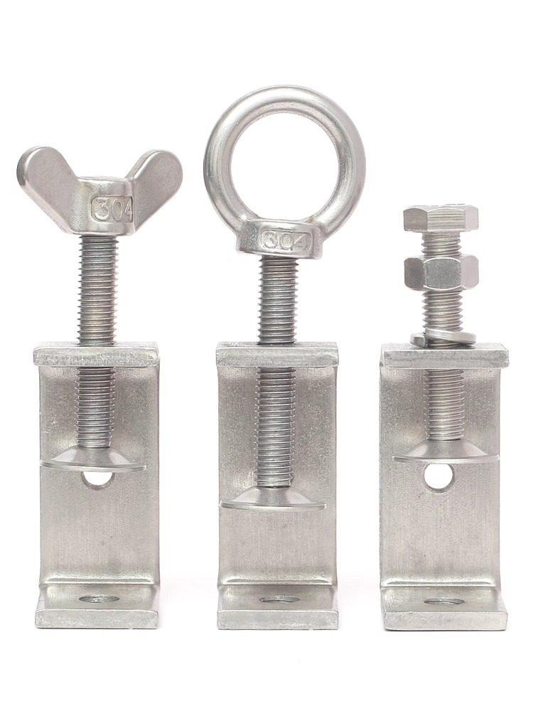 304 Stainless Steel Hand-Tightened U/C-Shaped Tiger Pipe Clamp with Eye Bolt External Hexagon 35mm (1 piece)