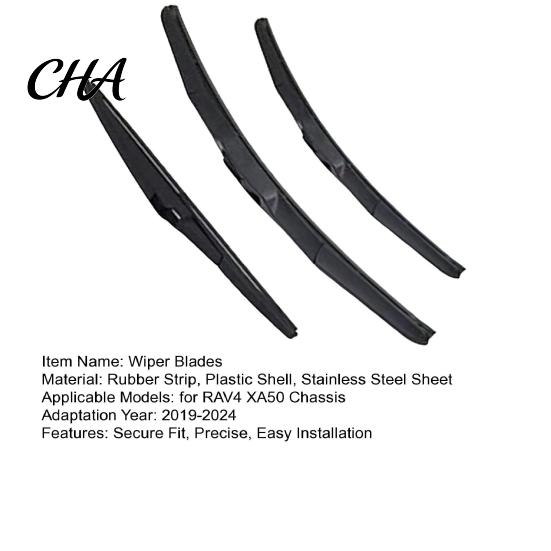 Weather Resistant Wiper Set 3 Pcs 26"+16" Windshield Wipers And 12" Rear Blade Replacement for RAV4 2019 Curved Glass Fit Blades 2020 2021 2022