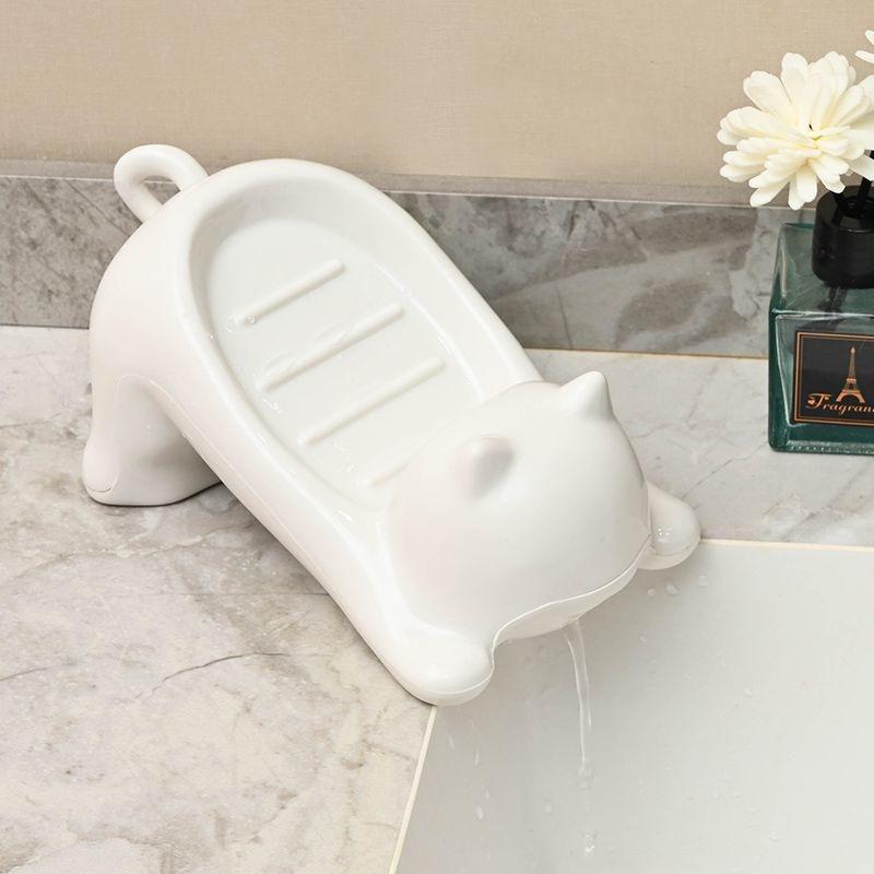 1pc Cartoon Cute Cat Soap Box Creative Soap Box Storage Rack Sanitary Drain Box Water Bath Bathroom