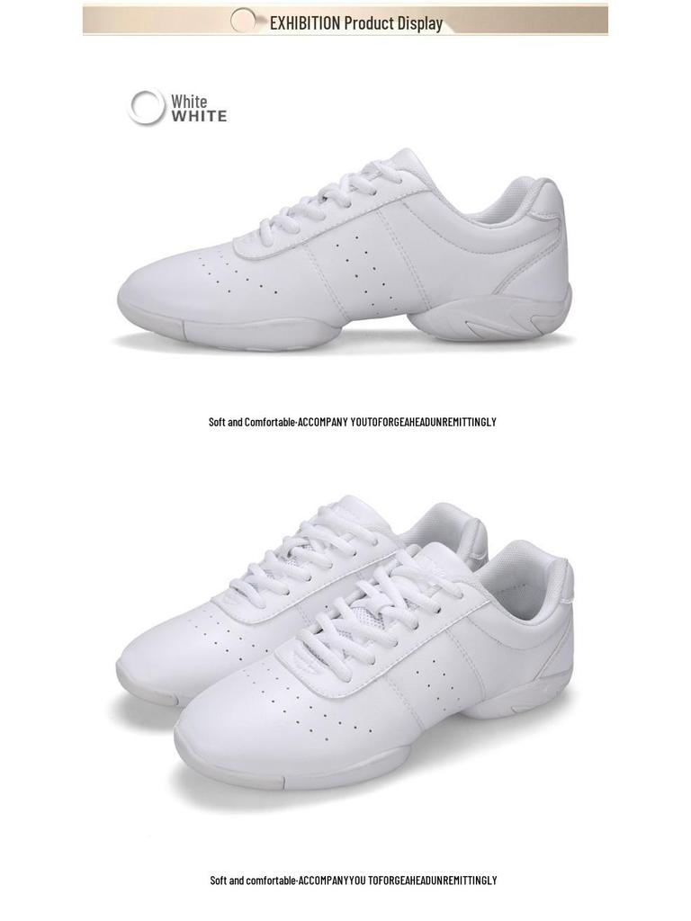 Unisex Children's Non-Slip Soft-Soled White Aerobics and Cheerleading Shoes for Dance, Gymnastics, and Competitions