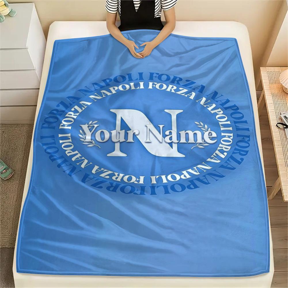 1 Stück Napoli Wappen Benutzerdefinierter Name Gemustert Flanell Decke Geeignet für Alle Jahreszeiten Für Heimdekoration Wärme Und Komfort Geschenke Feiertagsgeschenk