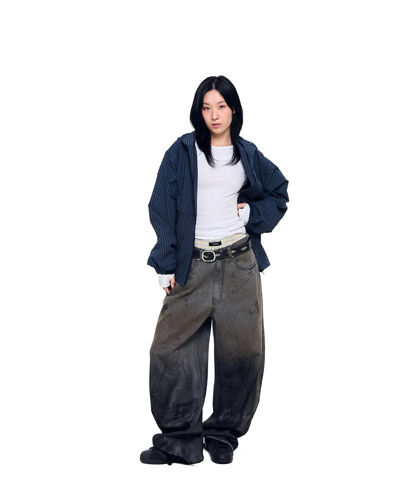 Aakam Karierte Kapuzenjacke (Marine)