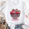 Cute Beach Travel Style 90s Fruit Strawberry Pattern Women's Top Fashionable Print O-Neck Summer Short Sleeved New Women's T-Shi