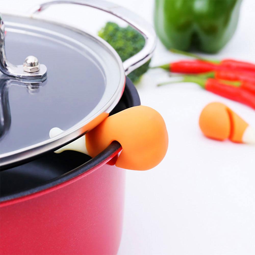 Silicone World 1PC Spill-proof Lid Lifter For Soup Pot Lid Stand Silicone Heat Resistant Holder Keep The Lid Open Kitchen Tools