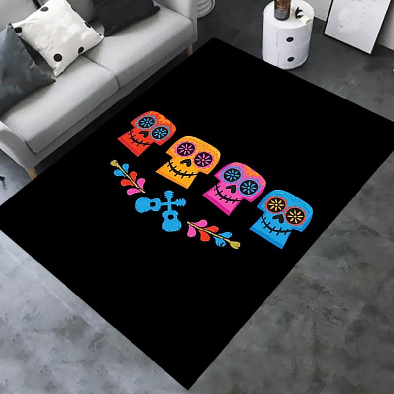 Office Rug Sugar Skulls, Day of the Dead Theme 3D Printed Anti-Slip Rug-Machine Washable for Living Room