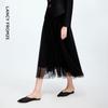 LANCY Flowy A-Line Pleated Mesh Midi Skirt