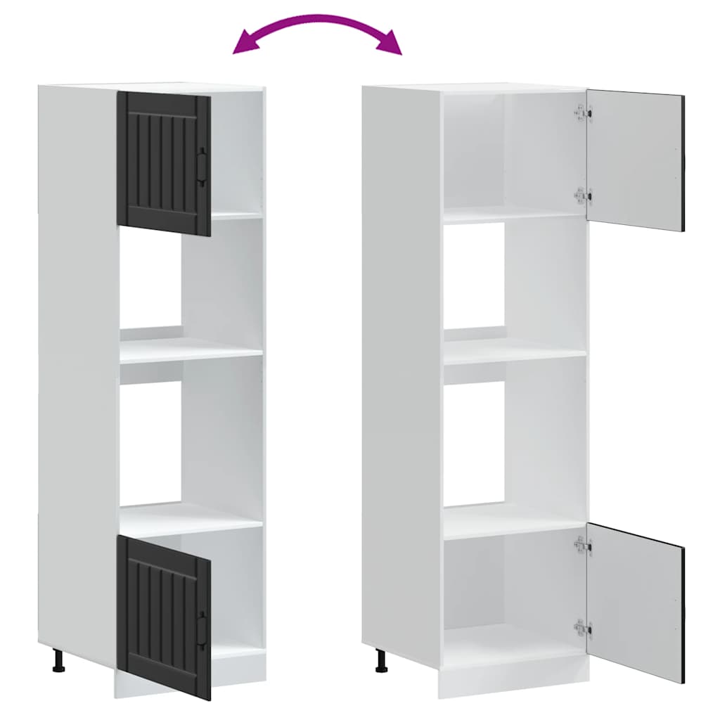 2 Pcs Oven Housing Cabinets Lucca Black Wood Based Panel