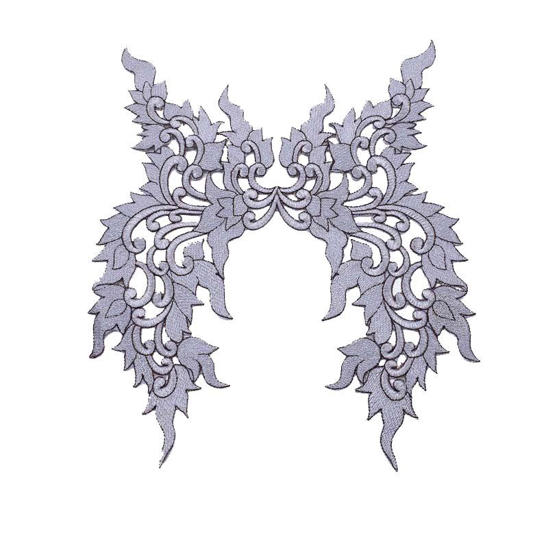 Fashion Show Party Costume Dress Patch Sticker Iron-on Gold Silver Thread Yarn Embroidery Geometric Big Flower Applique Patch