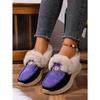 Warm Sneaker Women's Shoes 2025 Winter Plus Size Thick Sole Fleece Metal Chain Cotton Shoes