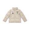 Skechers Sports League Series Logo Embroidered Stand Collar Zipper Short Loose Long Sleeve Down Jacket Men outerwear Light-Brown L424M207-0046