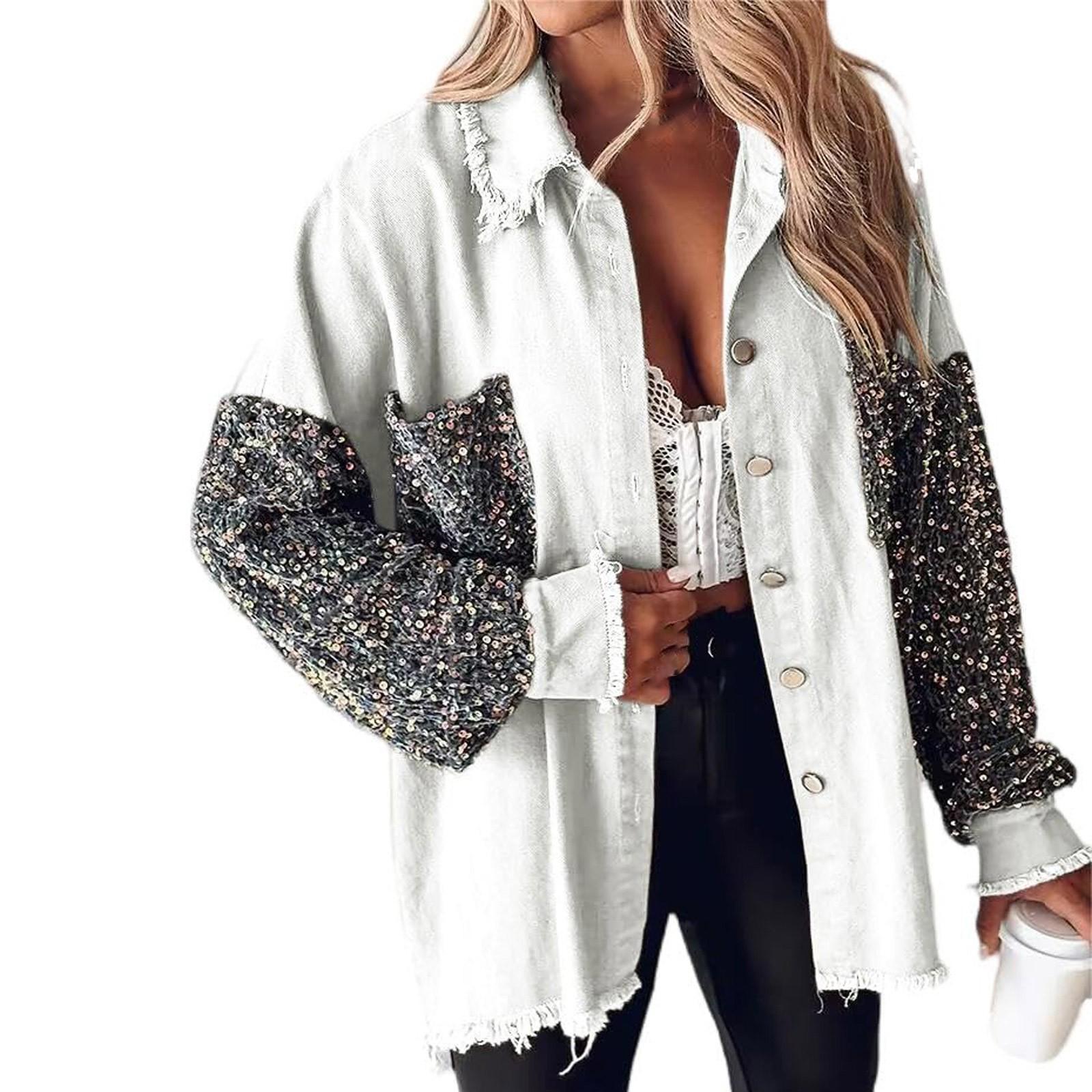 

Женская свободная повседневная куртка с длинными рукавами в стиле пэчворк Модная куртка с длинными рукавами M белый