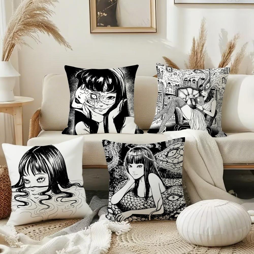 J-Junji I-Ito Terror Manga Tomie Kissenbezug Quadratisches Sofa Mit Für Muster Bequeme Kissenbezug