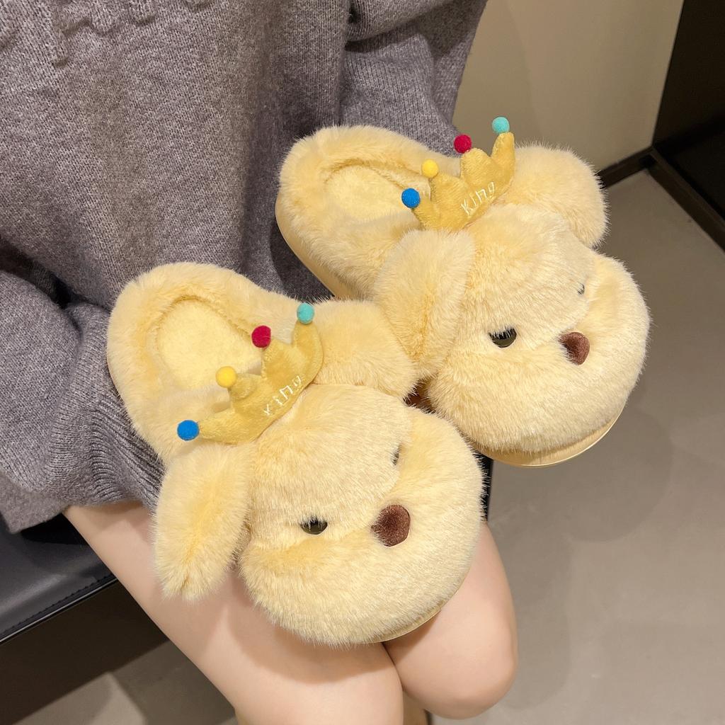 Stepping On Shit Feels Comfortable and Versatile Bag Head Slippers 2025 Autumn and Winter New Internet Celebrity Cute Puppy Fluffy Slippers Women's We