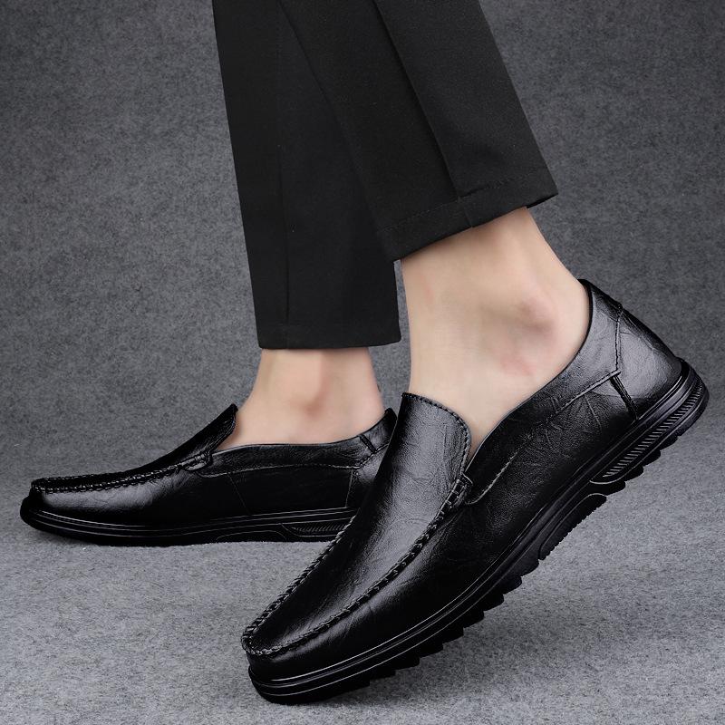 Men's Shoes 2025 Summer New Men's Waterproof and Non-slip Soft Sole Simple Wind One Pedal Comfortable Low-top Casual Leather Shoes