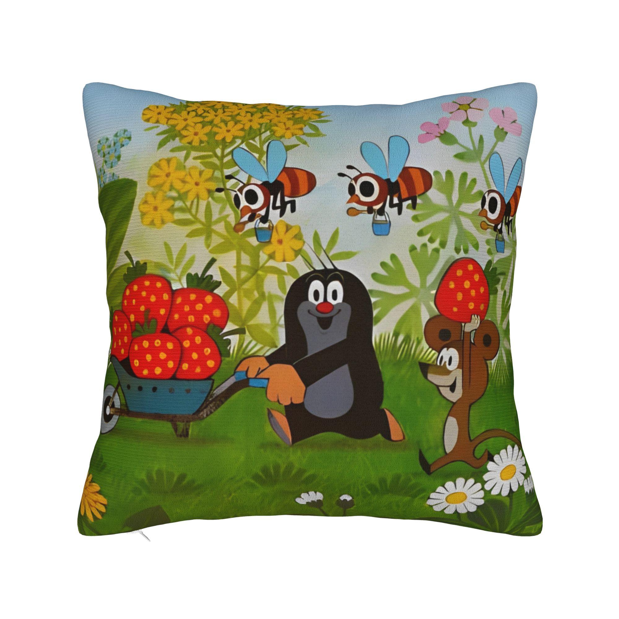 

Printed The Little Mole Krtek Pillowcase Polyester Cushion Cover Decoration Cartoon Floral Throw Pillow Case Cover Dropshipping 12x12Inch
