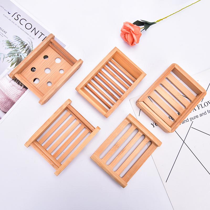 Přírodní dřevěný bambusový držák na podnos na mýdlo Odkládací stojan na mýdlo Přenosný box na mýdlo