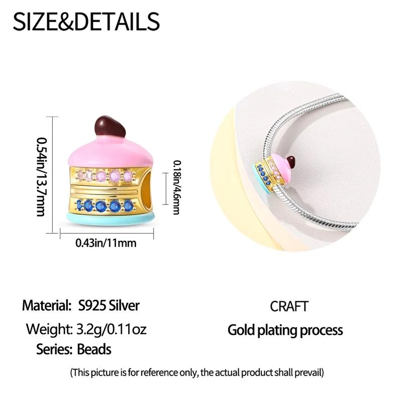 Charms Copper Cuisine Macaron Pendant Beads Fit Charms Plata Original Bracelet Beads Women Jewellery Making