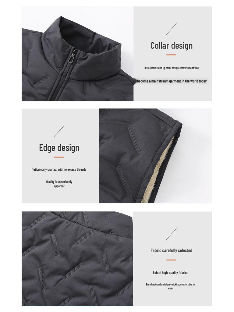 Herren Lammwolle Baumwolle Fleecegefütterte Winterweste - Dick, Warm, Ärmellose Oberbekleidung