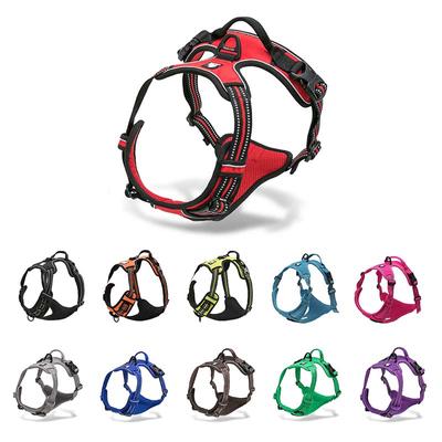 Pet Harness Reflective Nylon Large Pet Dog Harness All Weather Padded Adjustable Safety Vehicular Leads for Dog TLH5651