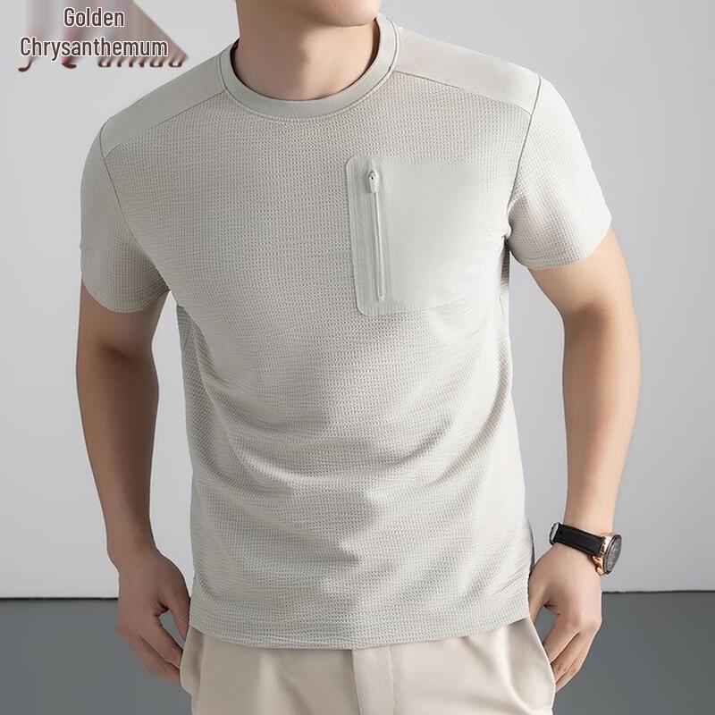JINJU Men s Casual Ice Silk Short Sleeve T-Shirt 58