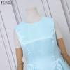 ZANZEA Women Elegant Casual Round Neck Sleeveless Dress