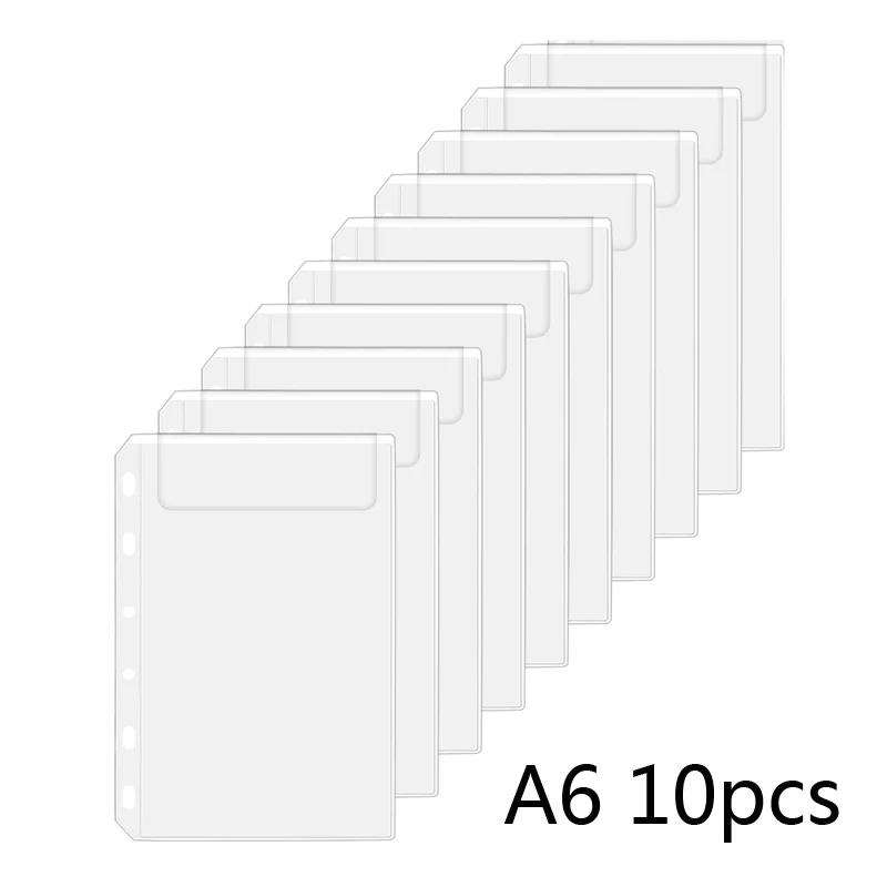 10PCS A6 Binder Pockets Cash Envelopes Zipless Pouches Money Folder Organizer Budget Envelopes Loose Leaf Inserts Bags for Cash