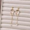 Festive Tassel Pearl Earrings: Candy Cane, Reindeer, Bell, Christmas Tree Designs