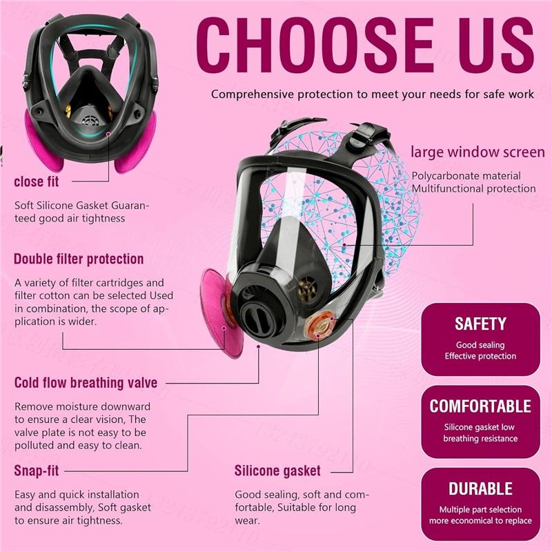 Full Face Respirator with 4x Filters, Universal 40mm Fit for 2097/6001/P-A-1, Anti Fog for Chemical & Dust