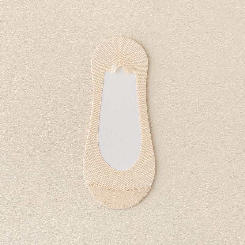 

Летние тонкие, однотонные сетчатые дышащие короткие носки для женщин, силиконовые противоскользящие, неглубокие, бесшовные из чистого хлопка, невидимые носки 1 pair телесный