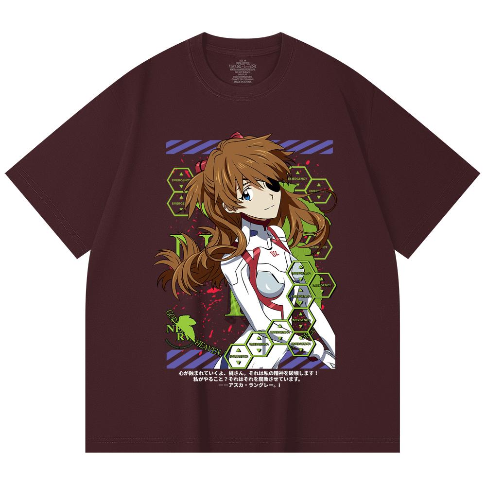 

230 Gsm 100% Cotton Evangelion V4 Asuka Print Unisex Heavy Cotton T Shirt 2XL