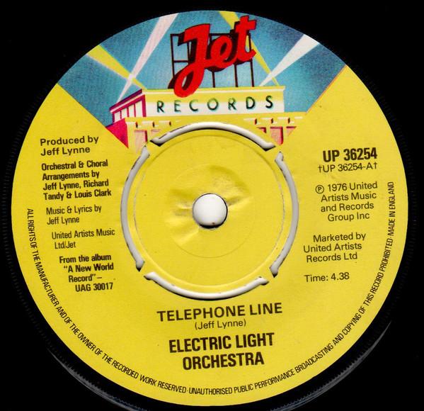 7inch Record ELECTRIC LIGHT ORCHESTRA - Telephone Line UP36254 Jet Records 1977 UK Rock Used