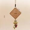 Premium Leather Car Charm: Blessing Luck Pendant with High-Grade Text