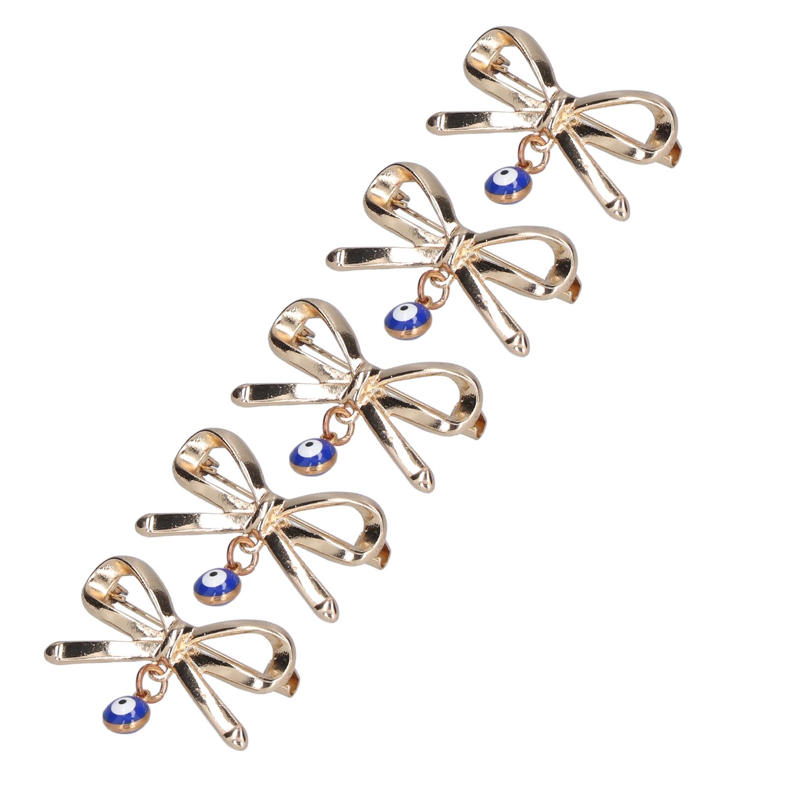 

5pcs Safety Pins Blue Eye Pendants Golden Pin Exquisite Delicate Safety Pins for Clothes Bag Scarf Decoration