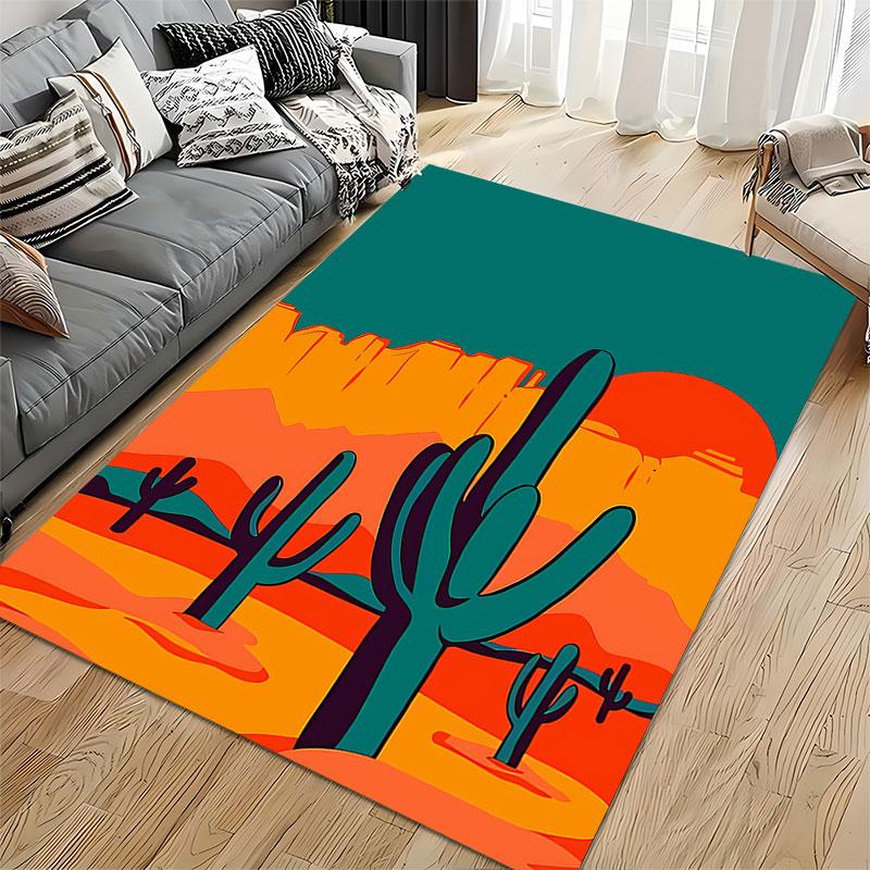 Cactus Sunset Desert Landscape suitable as a non-slip mat for the living room or bedroom sofa