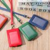 Multifunctional PU Leather Work Card Holder Fashion Women Men Name Badge Holder ID Business Case Office School Bank Credit Card