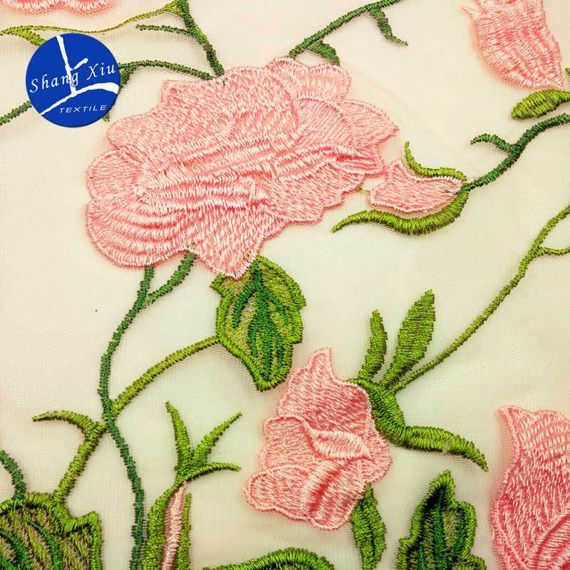 Polyester Light Silk Three-Color Embroidery Fabric, Water-Soluble Lace Full-Width Accessories, Colorful Heavy Industry Dyed Embroidery Cloth