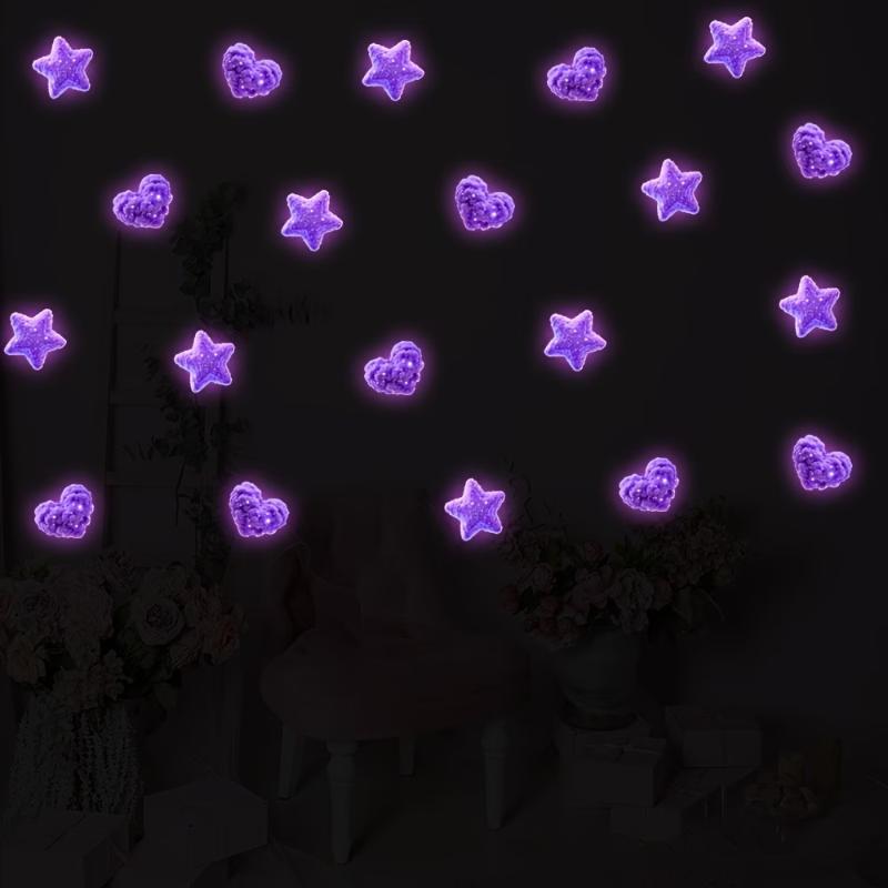Glow-In-The-Dark Switch Stickers Purple Star Green Fairy Design Self-Adhesive Removable Pvc Wall Sticker Home Decor Luminous Art