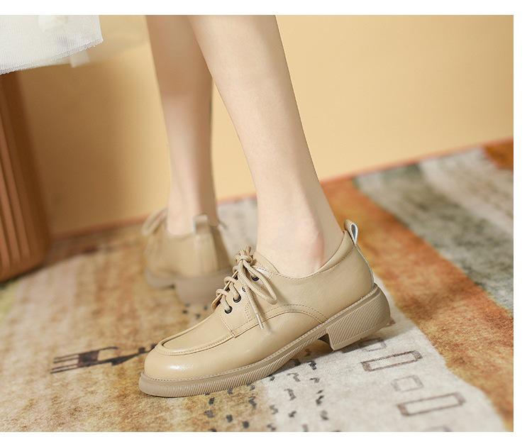 Women's Genuine Leather Lace-up Loafers - Spring/Summer 2024 Slip-on Flats with Soft Sole